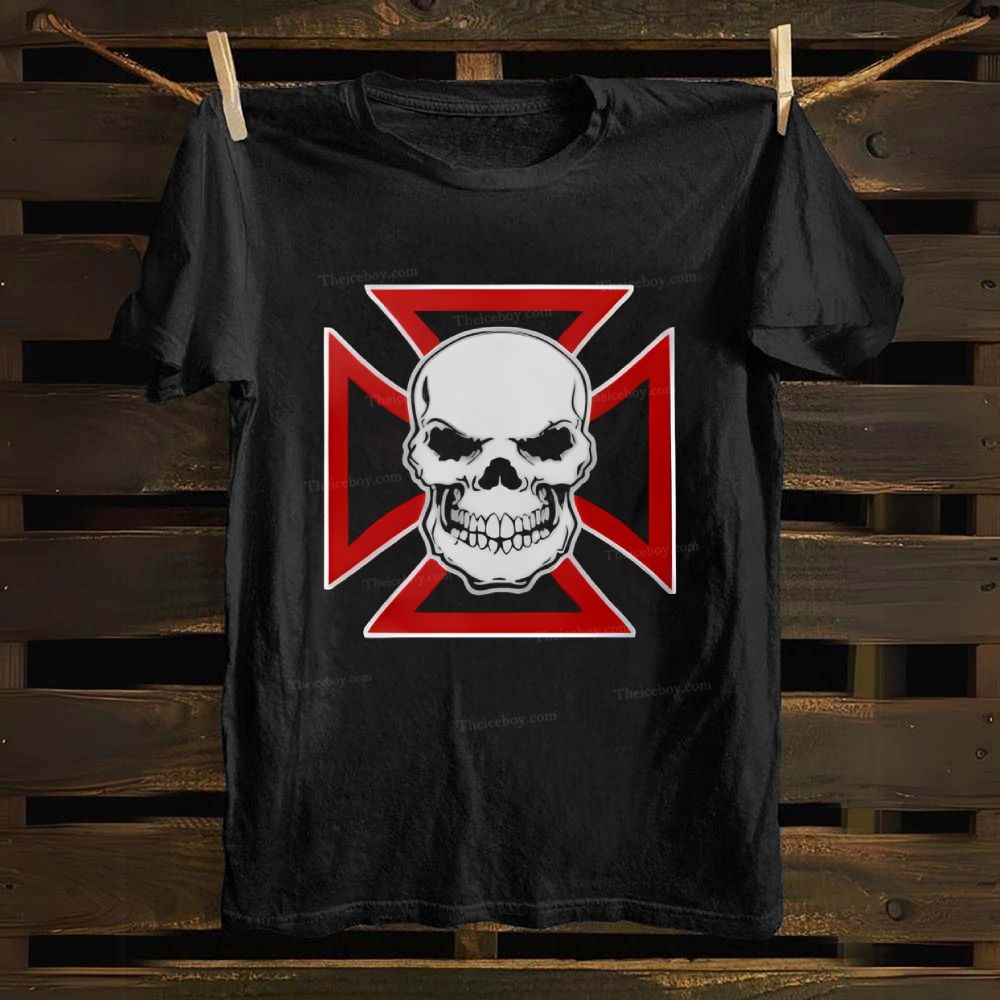 Iron Cross Skull Cotton T-shirt