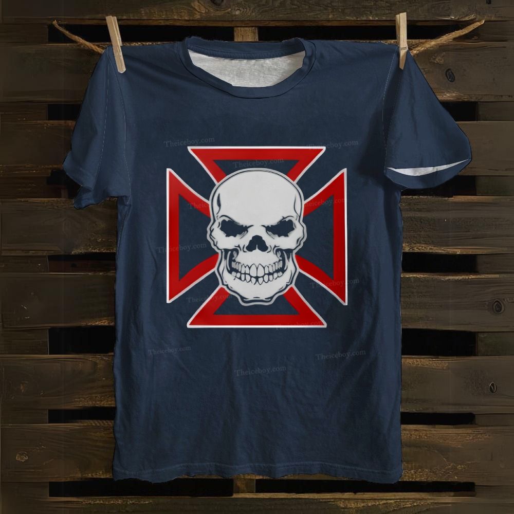Iron Cross Skull Cotton T-shirt