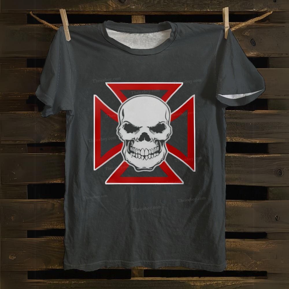Iron Cross Skull Cotton T-shirt