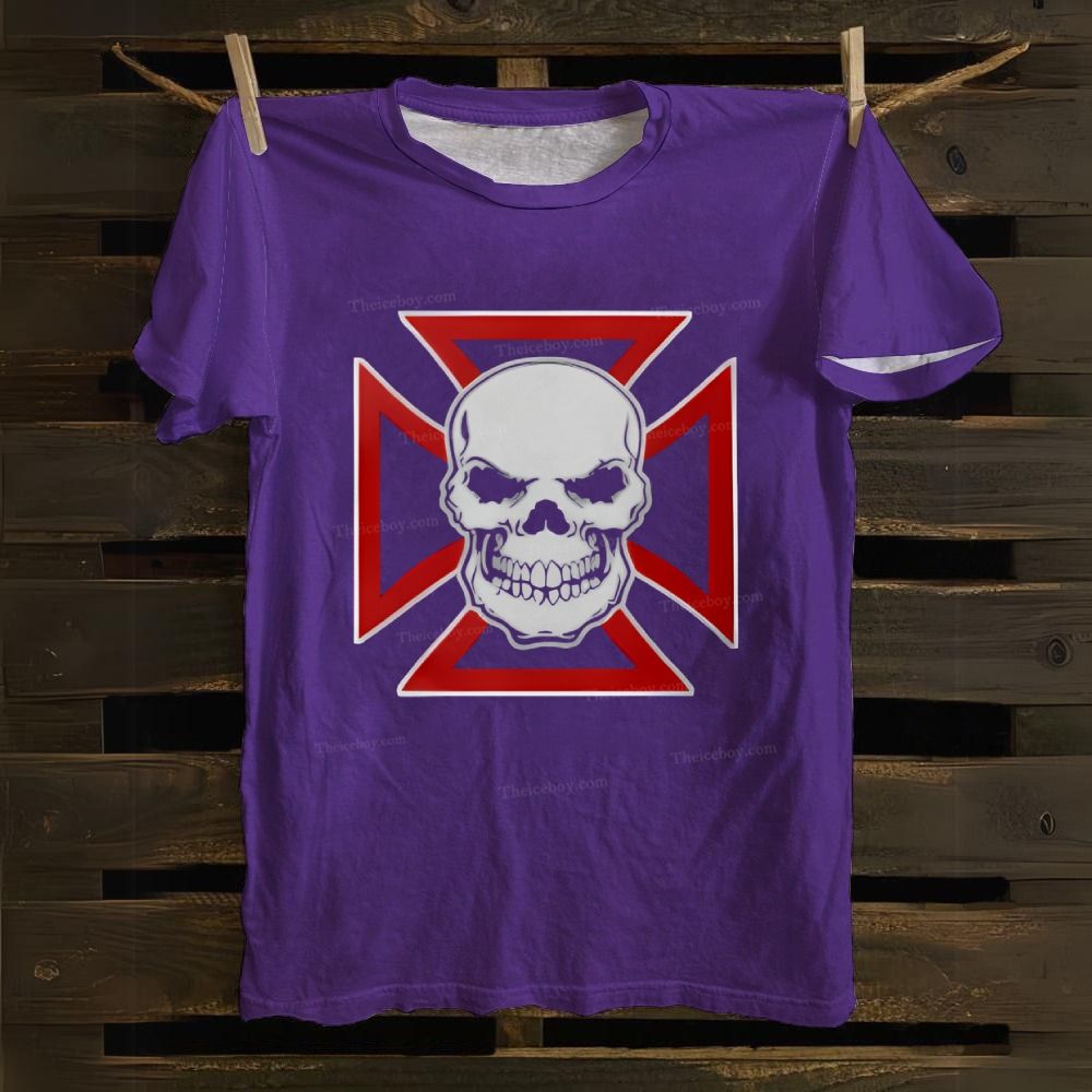Iron Cross Skull Cotton T-shirt