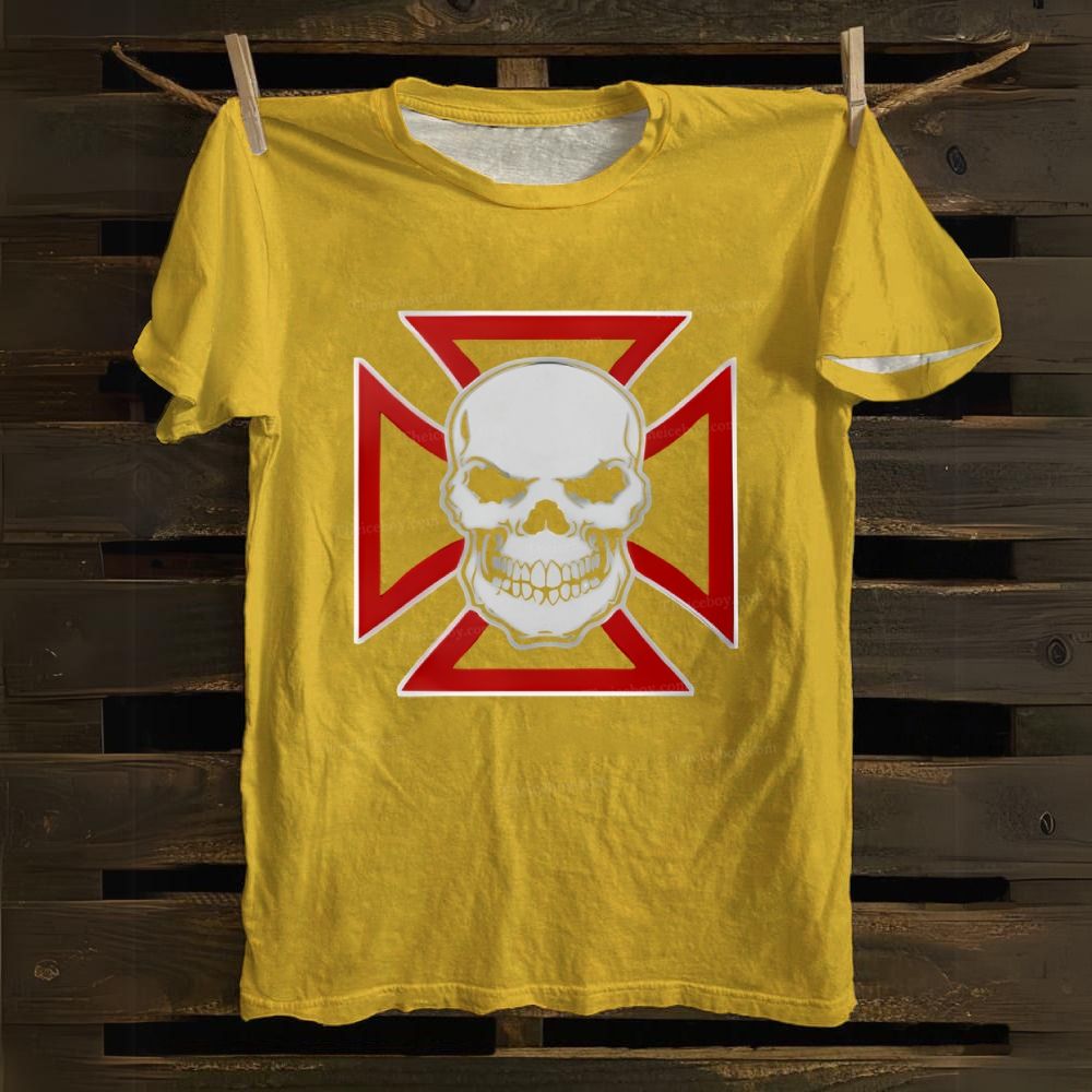 Iron Cross Skull Cotton T-shirt