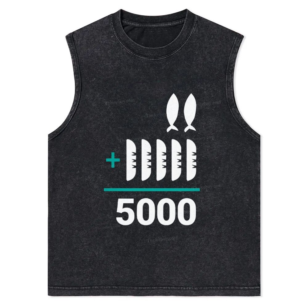 Jesus 2 Fishes 5 Breads 5000 Christian Snowflake Washed Vest 