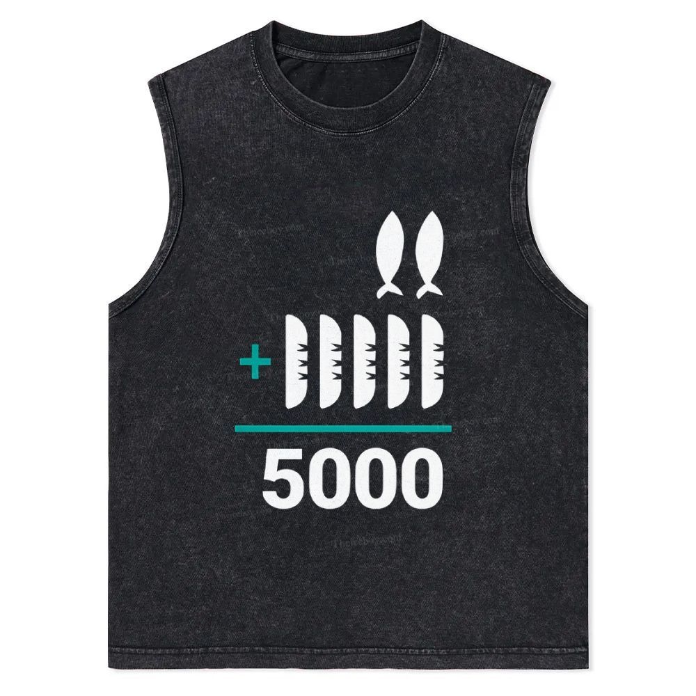 Jesus 2 Fishes 5 Breads 5000 Christian Snowflake Washed Vest 