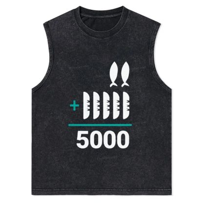 Jesus 2 Fishes 5 Breads 5000 Christian Snowflake Washed Vest 