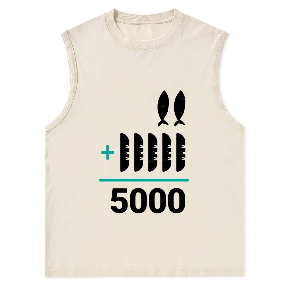 Jesus 2 Fishes 5 Breads 5000 Christian Snowflake Washed Vest 