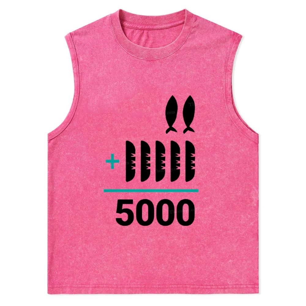 Jesus 2 Fishes 5 Breads 5000 Christian Snowflake Washed Vest 