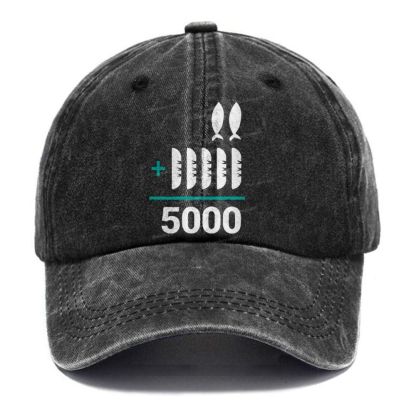 Jesus 2 Fishes 5 Breads 5000 Unisex Vintage Casual Washed Cap
