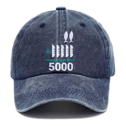 Jesus 2 Fishes 5 Breads 5000 Unisex Vintage Casual Washed Cap