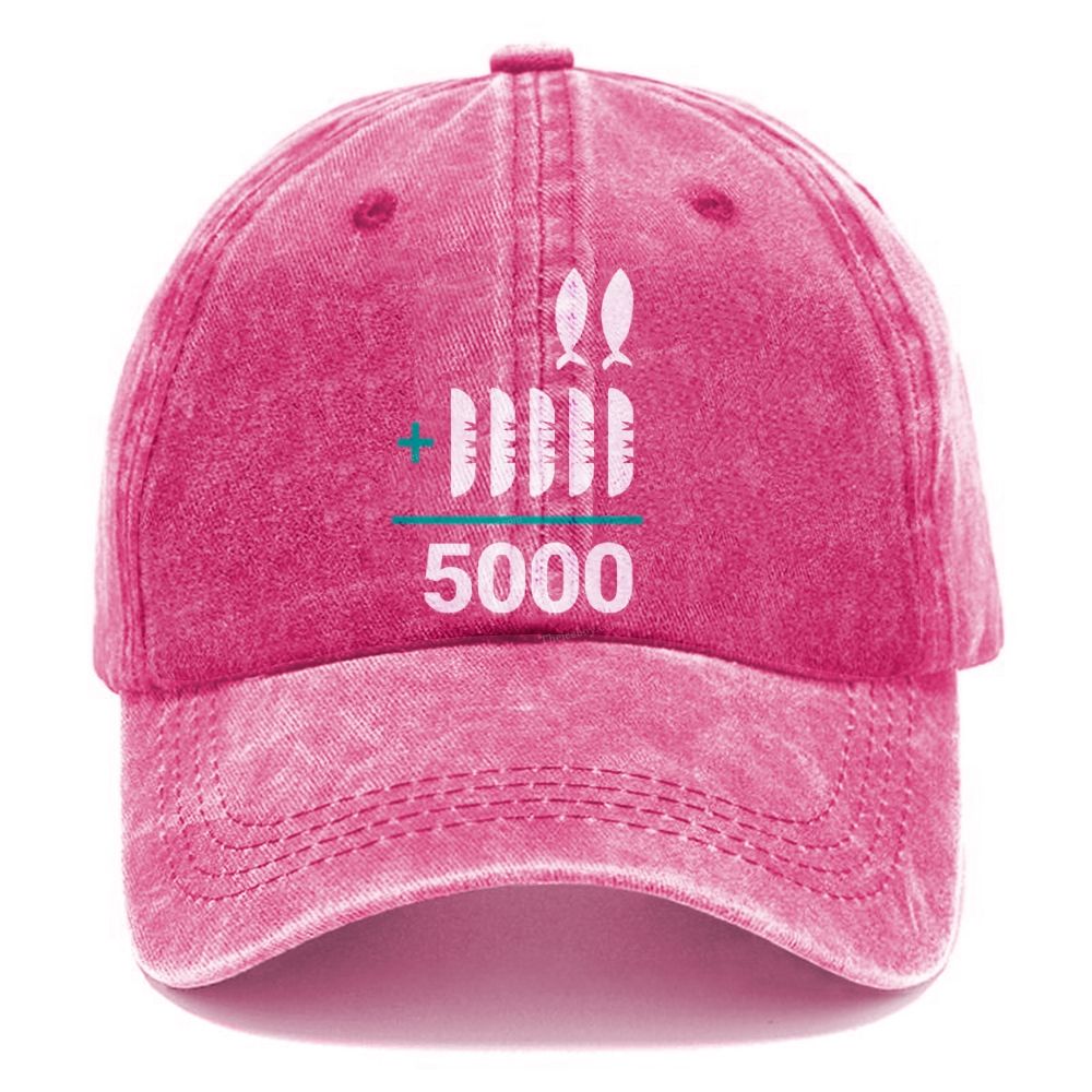 Jesus 2 Fishes 5 Breads 5000 Unisex Vintage Casual Washed Cap