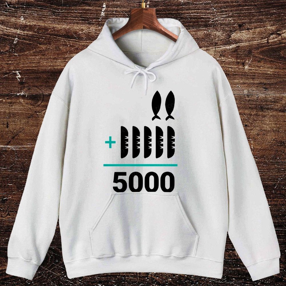 Jesus 2 Fishes 5 Breads 5000 Oversized Cotton Hoodies 
