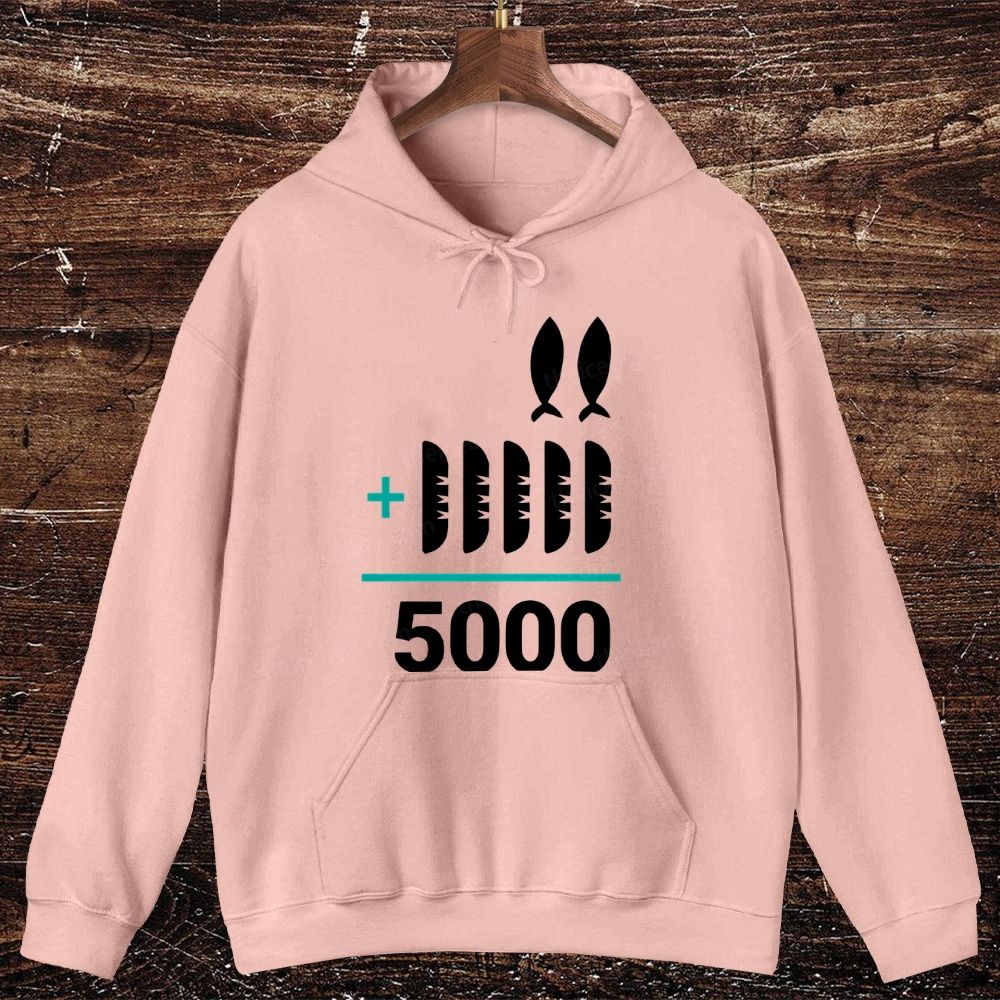 Jesus 2 Fishes 5 Breads 5000 Oversized Cotton Hoodies 
