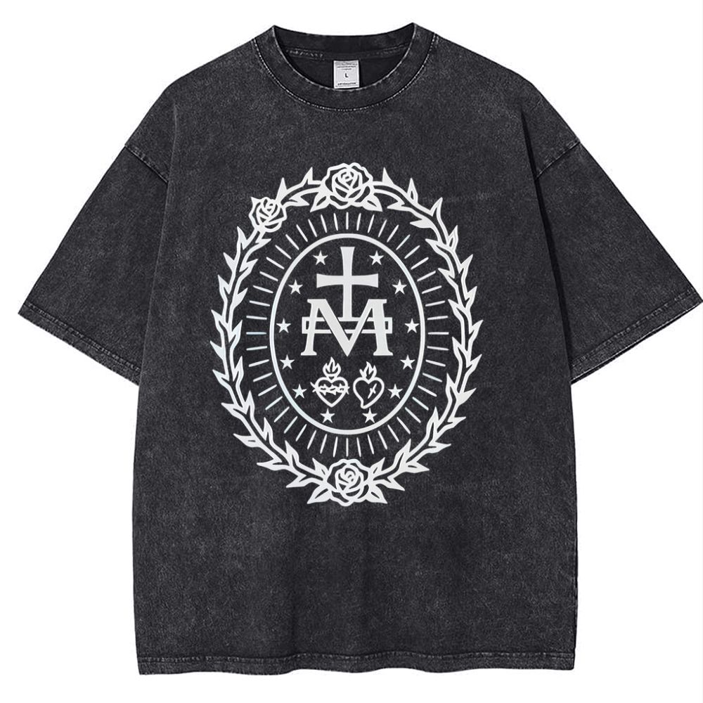 Miraculous Medal Snowflake Vintage Cotton T-Shirt
