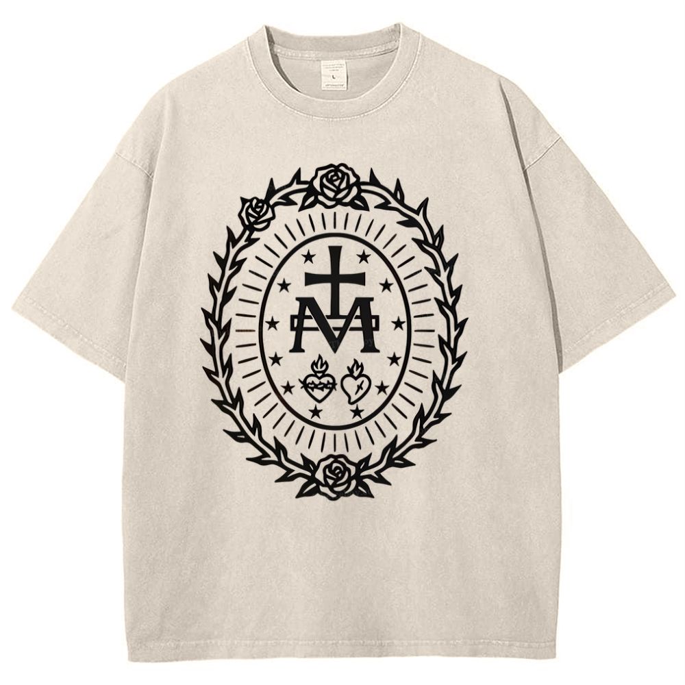 Miraculous Medal Snowflake Vintage Cotton T-Shirt