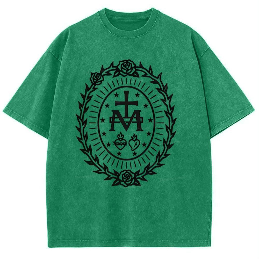 Miraculous Medal Snowflake Vintage Cotton T-Shirt