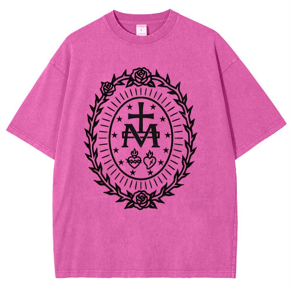 Miraculous Medal Snowflake Vintage Cotton T-Shirt