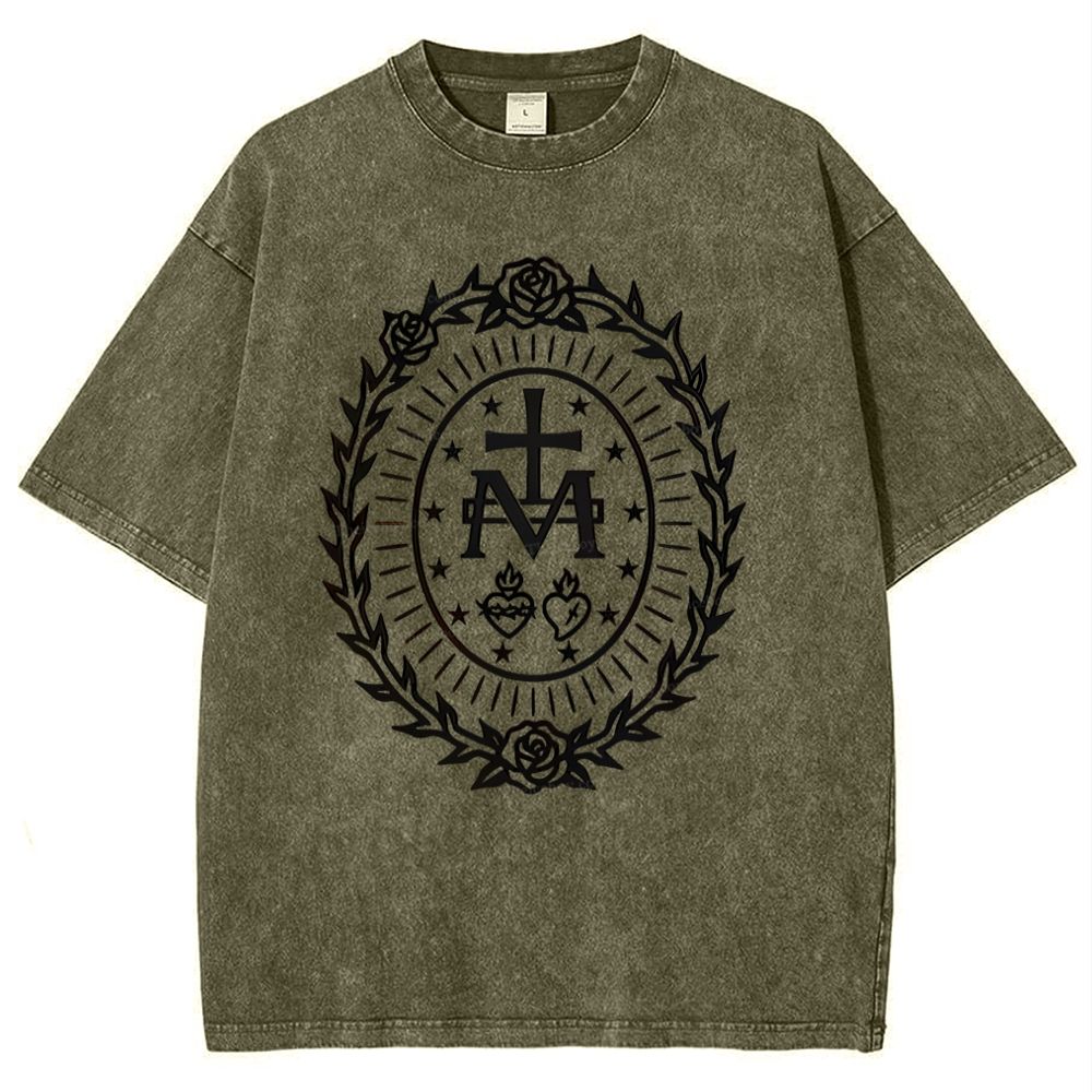 Miraculous Medal Snowflake Vintage Cotton T-Shirt