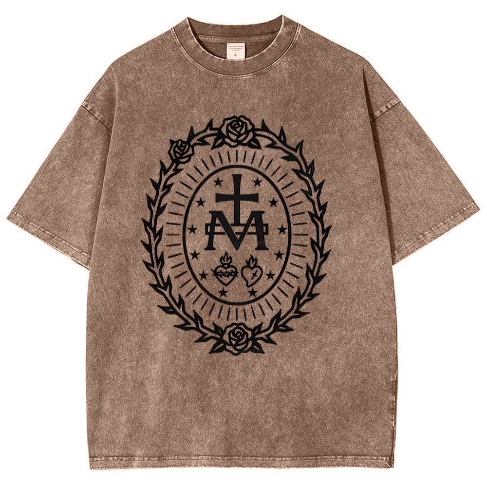 Miraculous Medal Snowflake Vintage Cotton T-Shirt