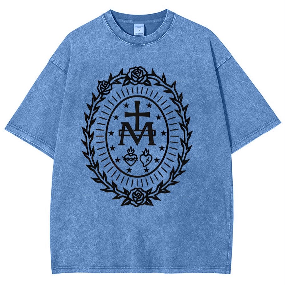Miraculous Medal Snowflake Vintage Cotton T-Shirt