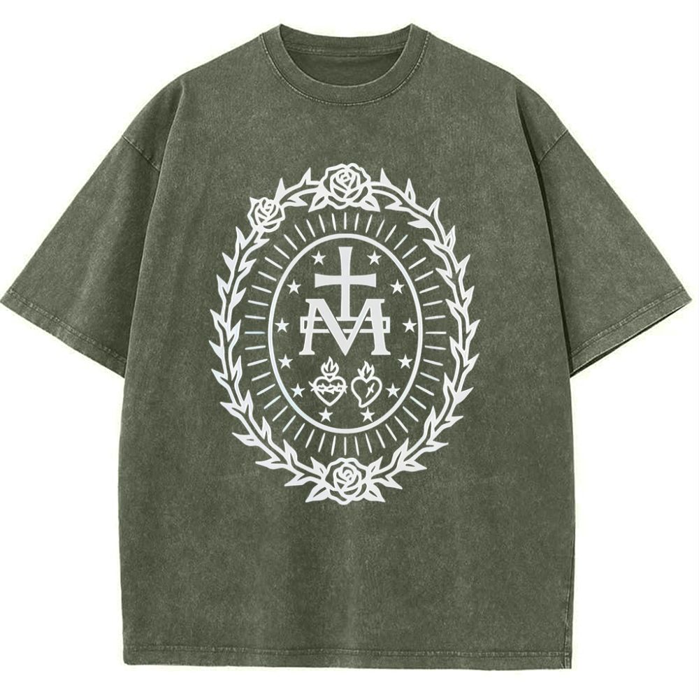 Miraculous Medal Snowflake Vintage Cotton T-Shirt
