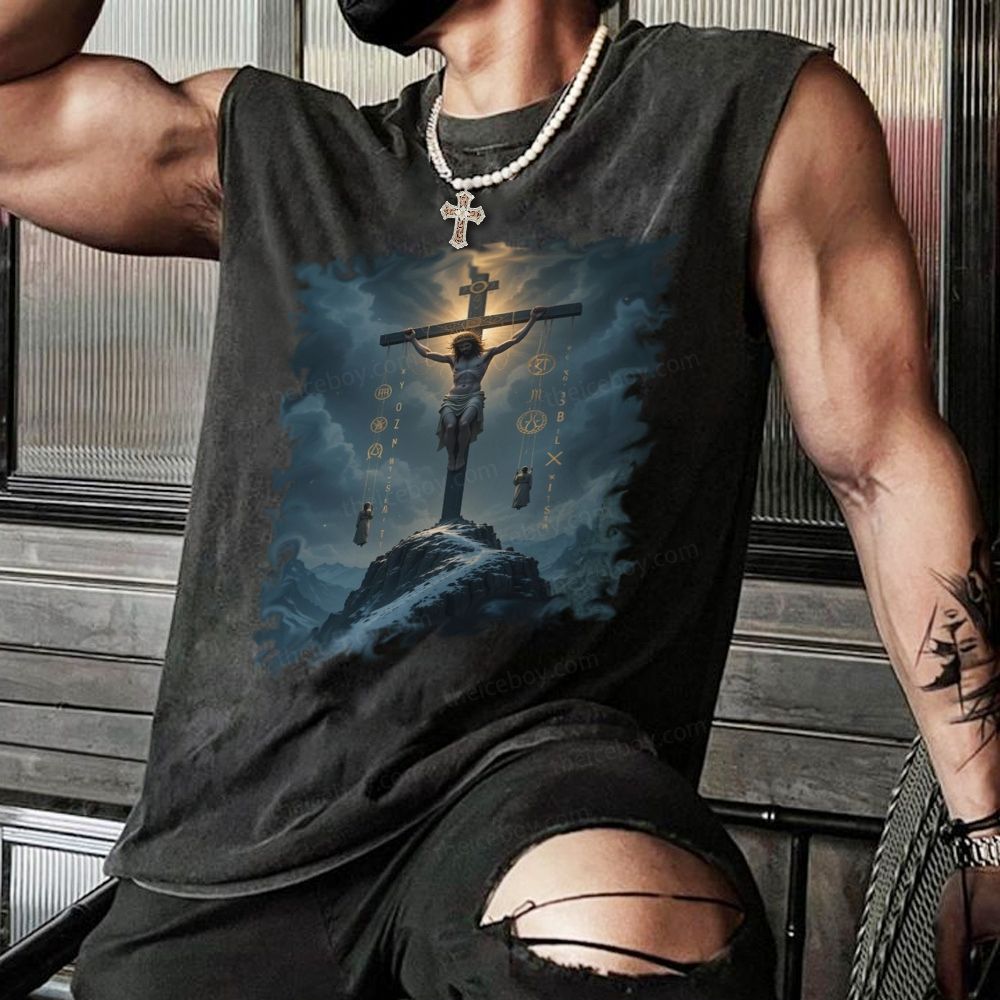 The Passion of Jesus Christian Snowflake Washed Vest