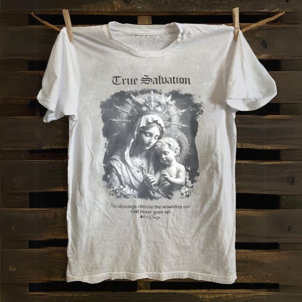 Aesthetic Virgin Mary Vintage Catholic Faith Cotton T-shirt