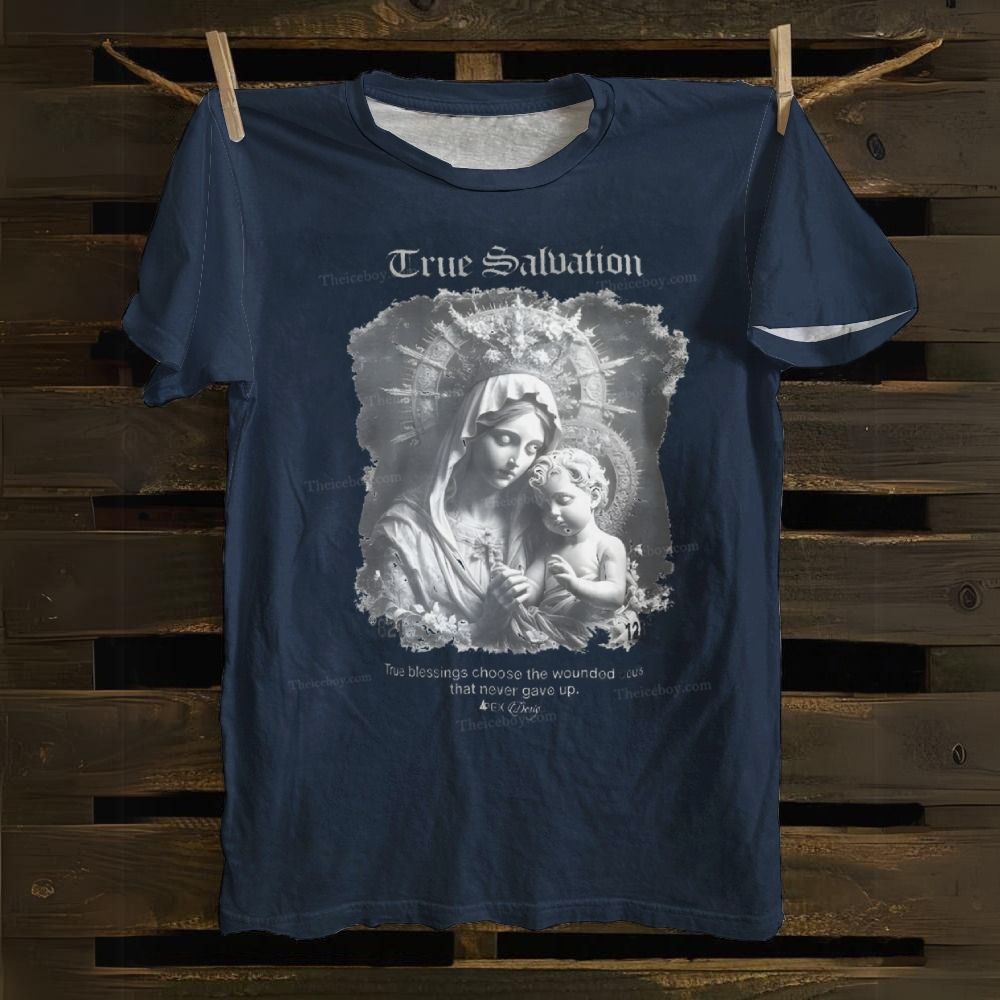 Aesthetic Virgin Mary Vintage Catholic Faith Cotton T-shirt