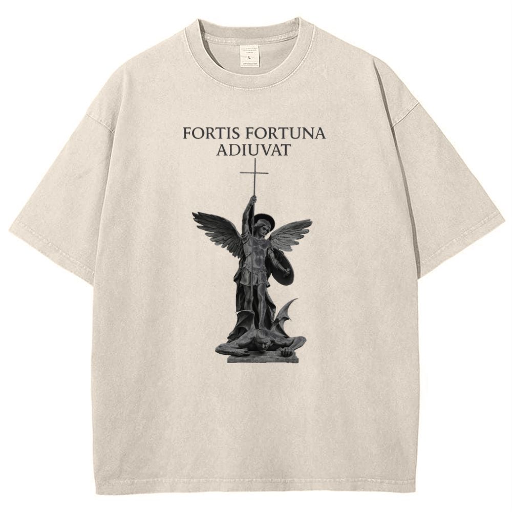 ST FORTIS FORTUNA ADIUVAT Snowflake Vintage Cotton T-Shirt 