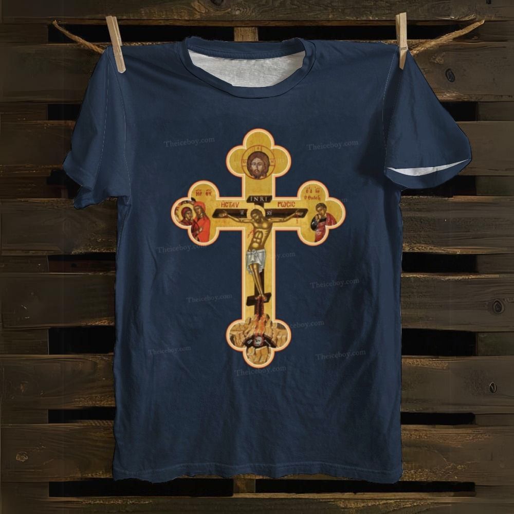 Orthodox Cross Icon Cotton T-shirt