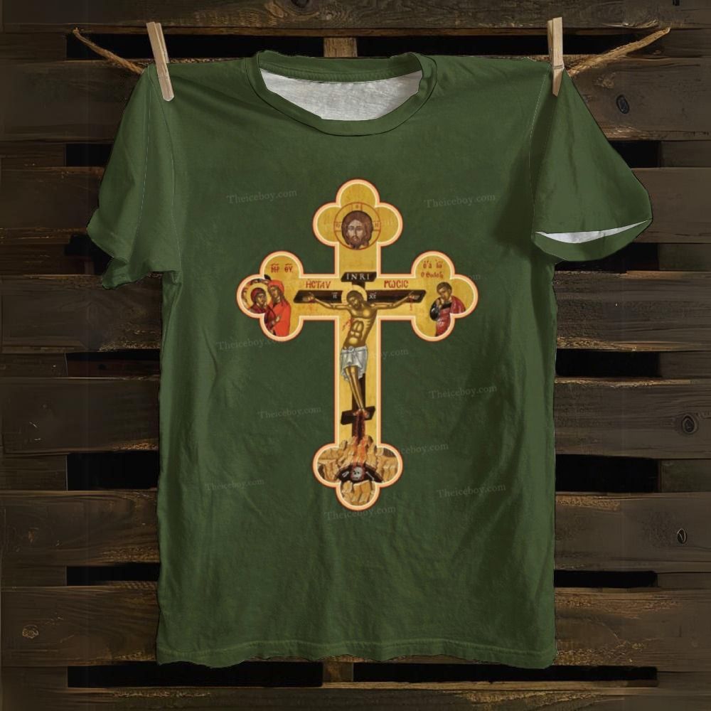 Orthodox Cross Icon Cotton T-shirt