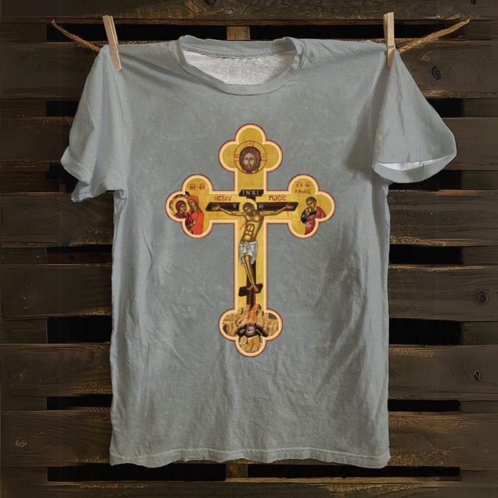 Orthodox Cross Icon Cotton T-shirt