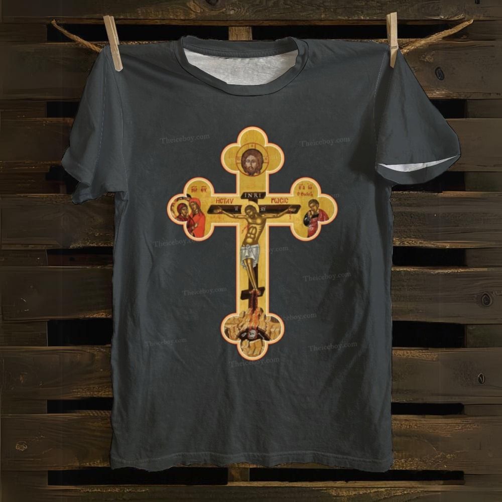 Orthodox Cross Icon Cotton T-shirt