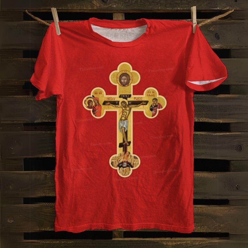 Orthodox Cross Icon Cotton T-shirt