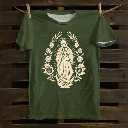 Ornate Our Lady Of Guadalupe Cotton T-shirt