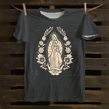 Ornate Our Lady Of Guadalupe Cotton T-shirt
