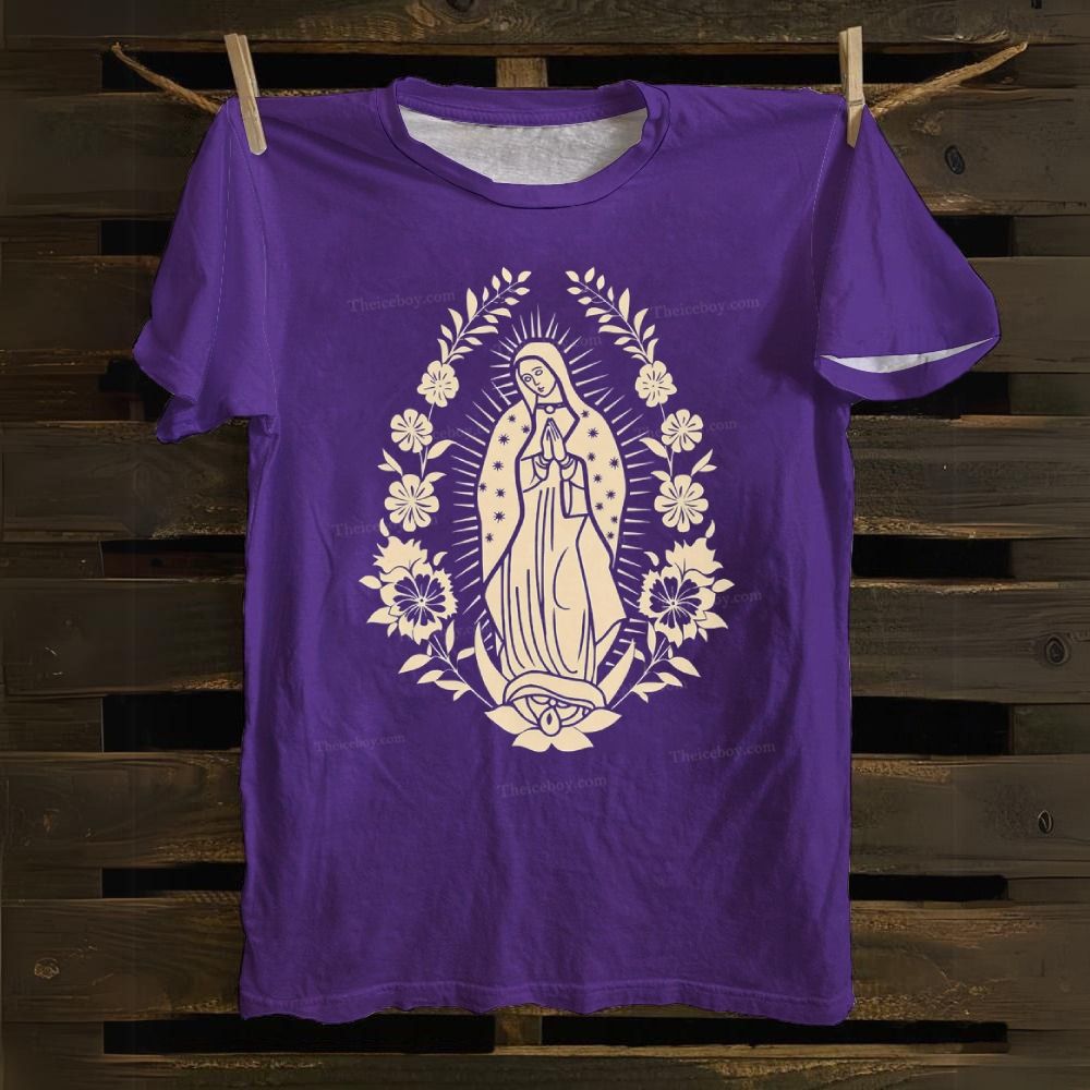Ornate Our Lady Of Guadalupe Cotton T-shirt