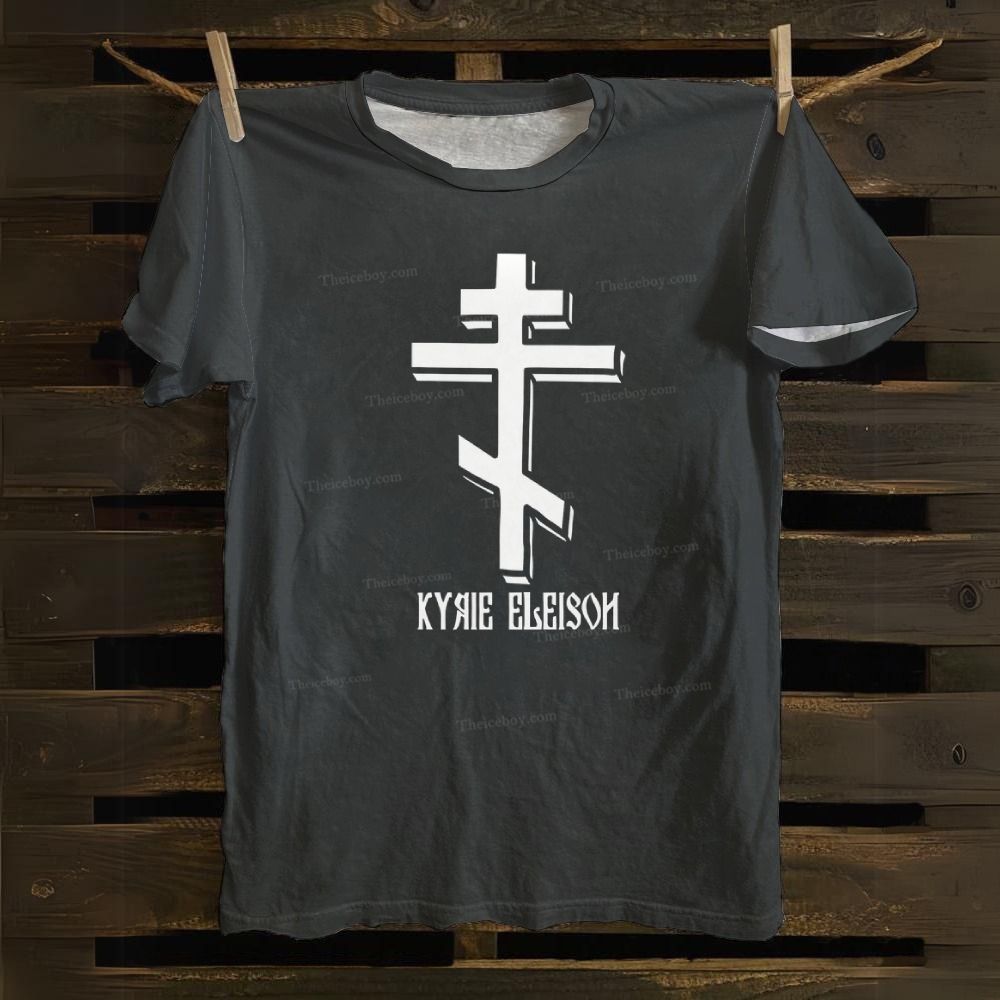 Eastern Orthodox Cross Kyrie Eleison Cotton T-shirt