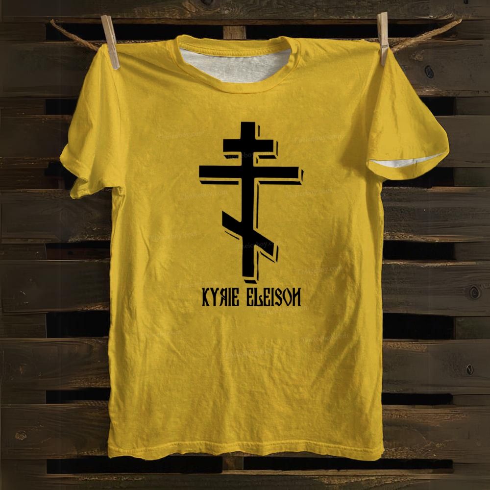 Eastern Orthodox Cross Kyrie Eleison Cotton T-shirt