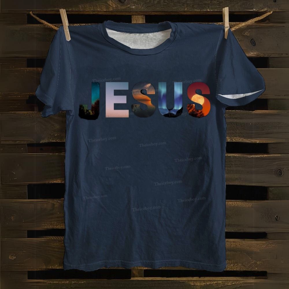 Jesus Color Art Cotton T-shirt