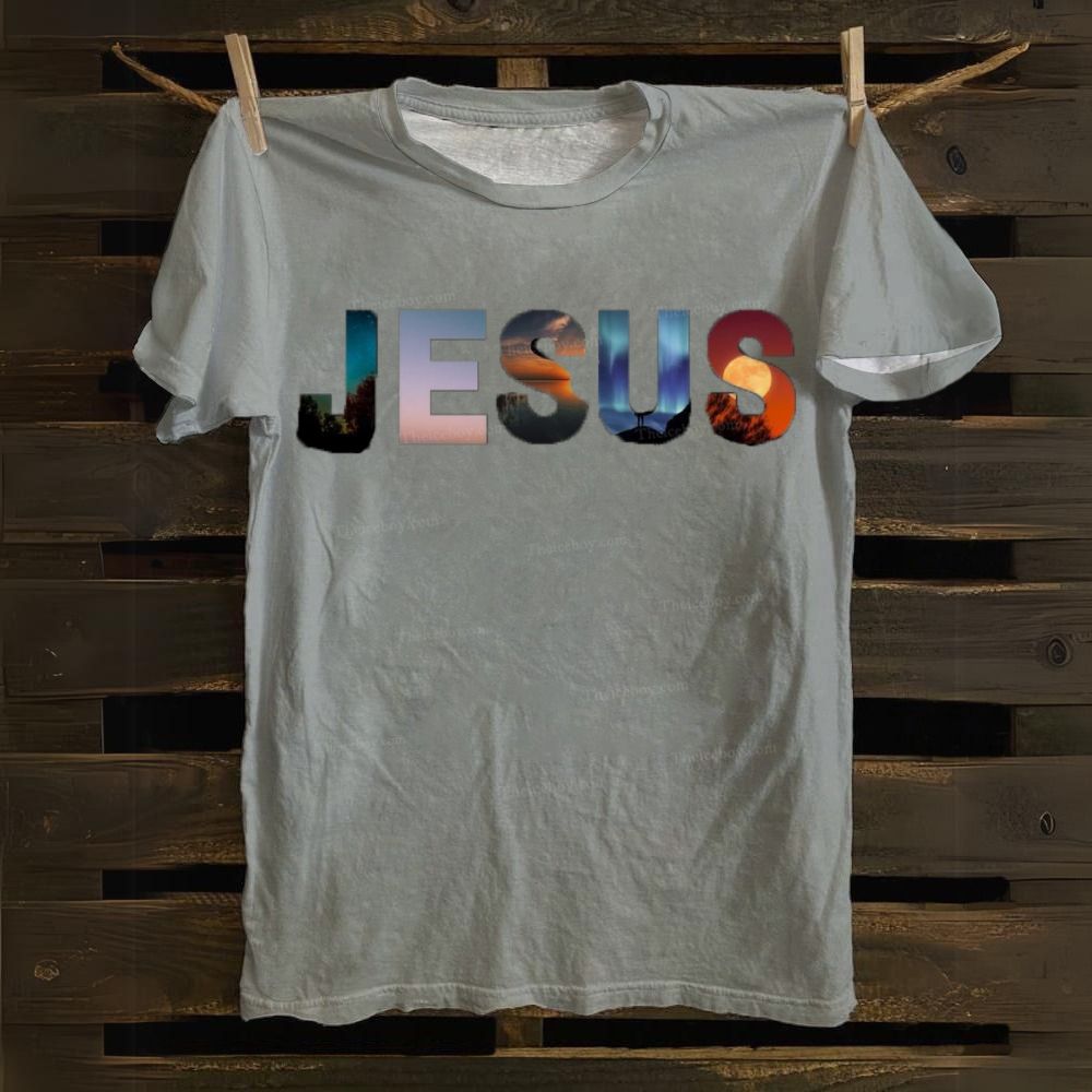 Jesus Color Art Cotton T-shirt