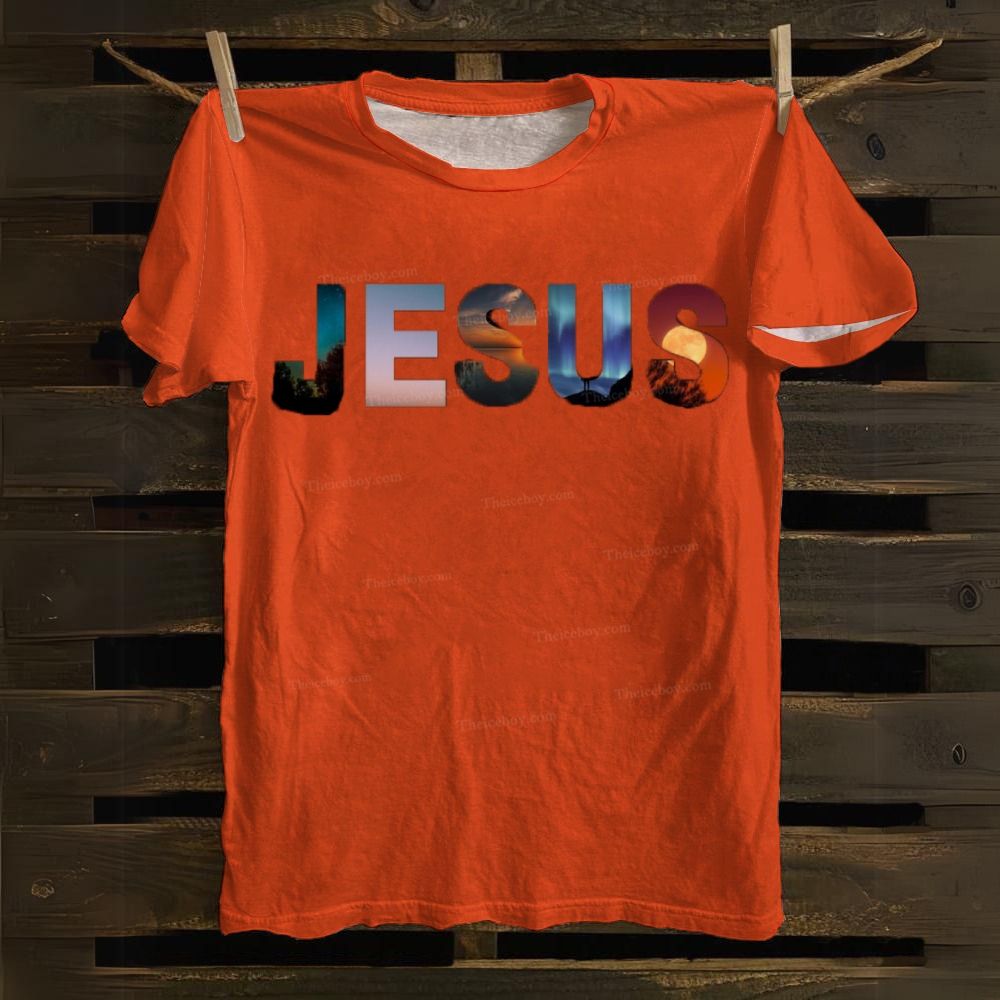 Jesus Color Art Cotton T-shirt
