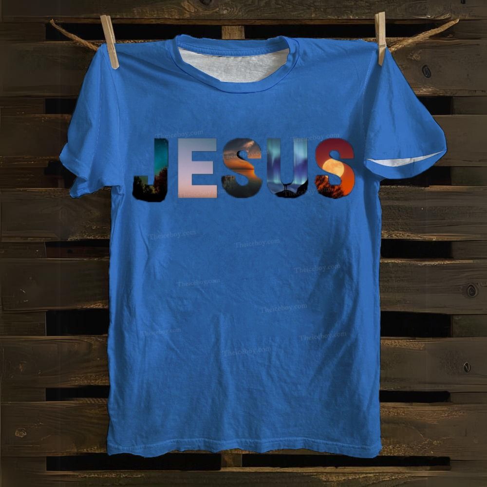 Jesus Color Art Cotton T-shirt