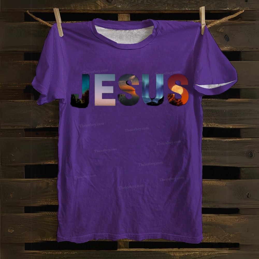 Jesus Color Art Cotton T-shirt