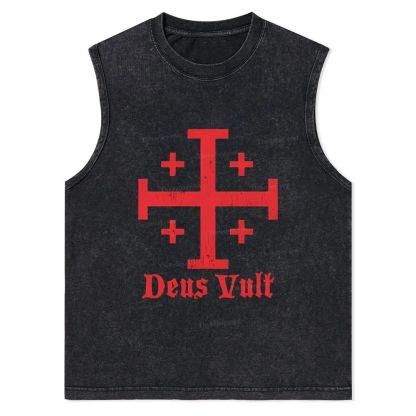 Jerusalem Cross Deus Vult Christian Snowflake Washed Vest