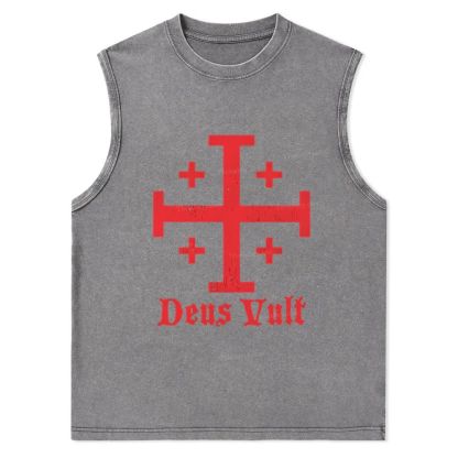 Jerusalem Cross Deus Vult Christian Snowflake Washed Vest