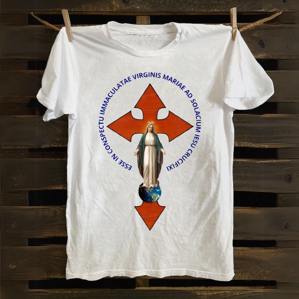 Virgem Maria & Jesus Cross Cotton T-shirt