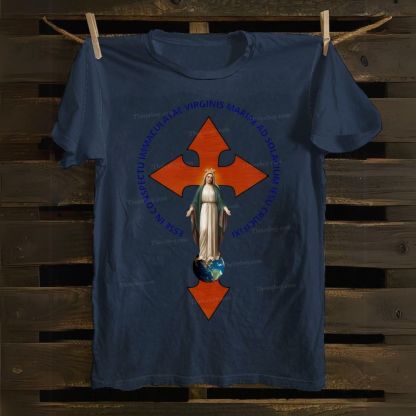 Virgem Maria & Jesus Cross Cotton T-shirt