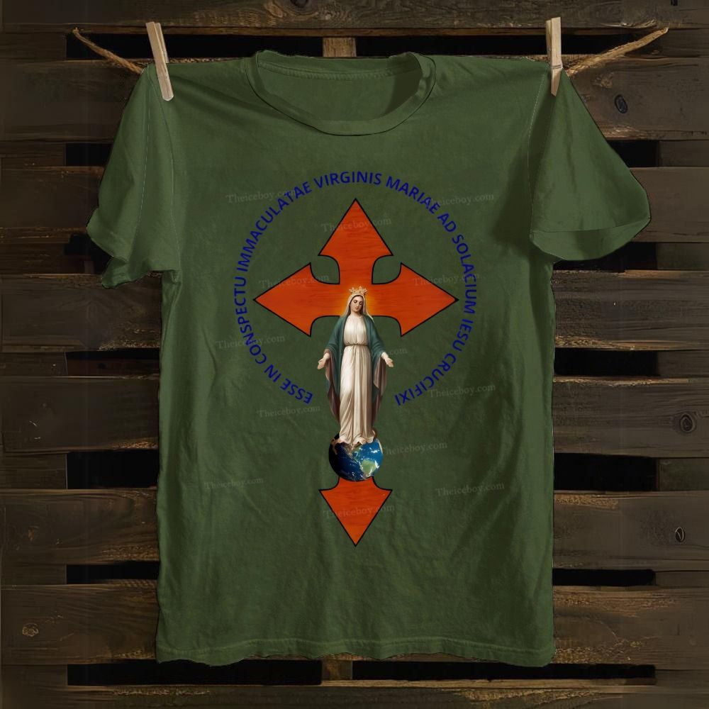 Virgem Maria & Jesus Cross Cotton T-shirt