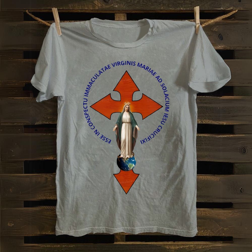 Virgem Maria & Jesus Cross Cotton T-shirt