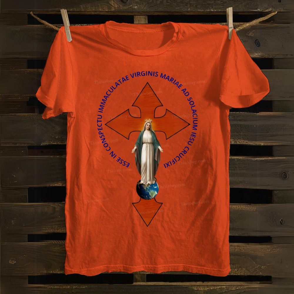 Virgem Maria & Jesus Cross Cotton T-shirt