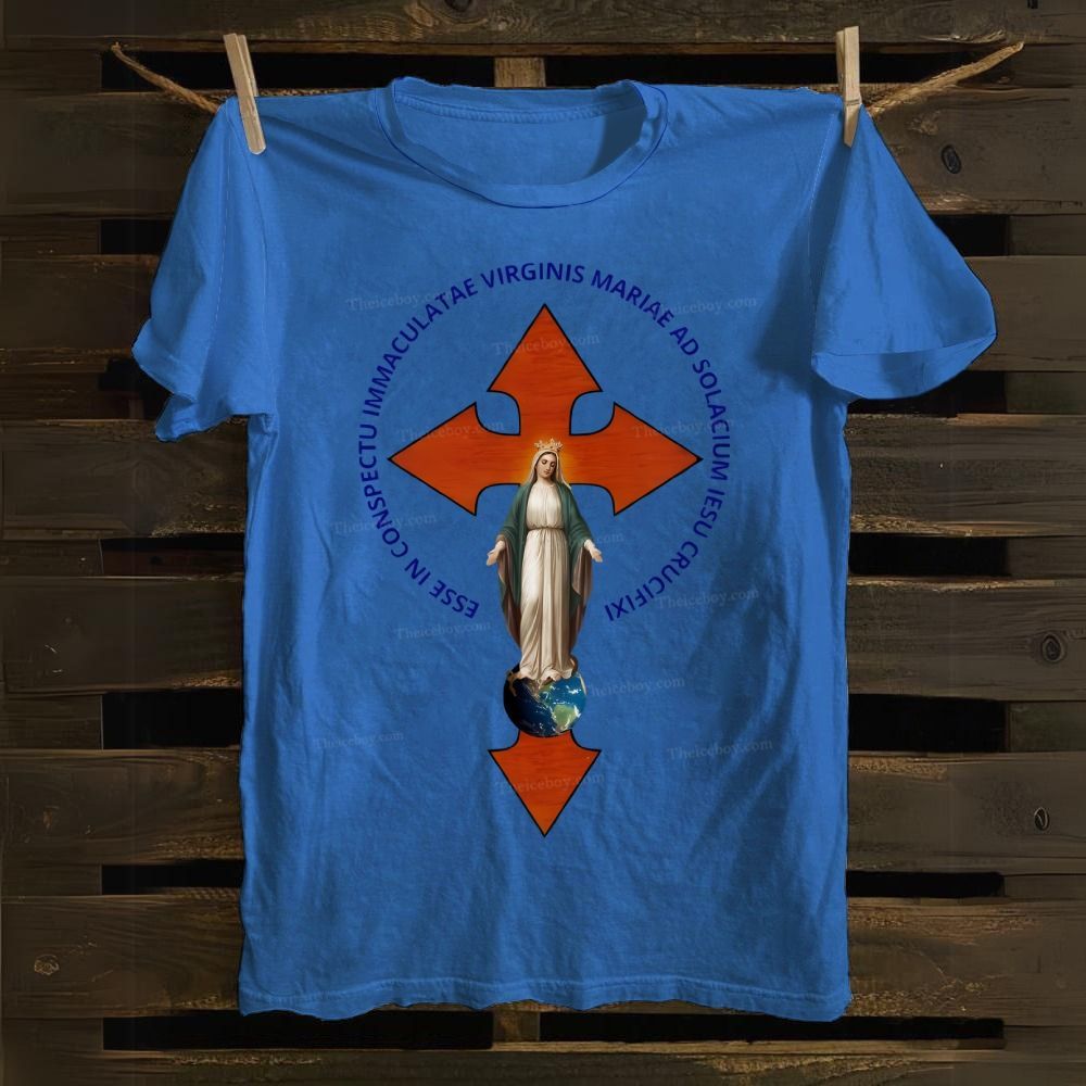 Virgem Maria & Jesus Cross Cotton T-shirt